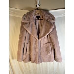 Rachel Zoe Faux Fur Coat Blush Pink Glam Teddy Jacket Luxe Winter M Feminine Y2K